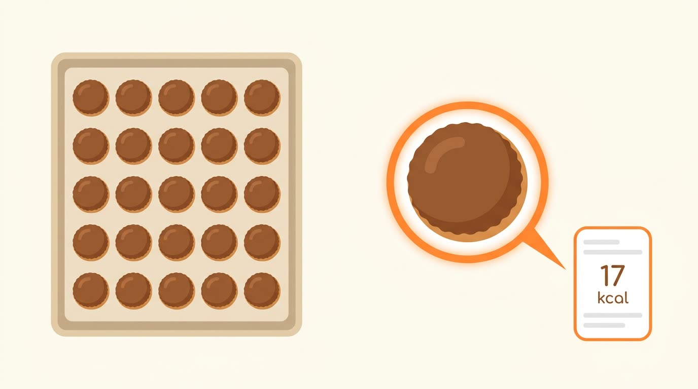 Diagram: per-serving figures describe one donut hole, not the whole tray of 25