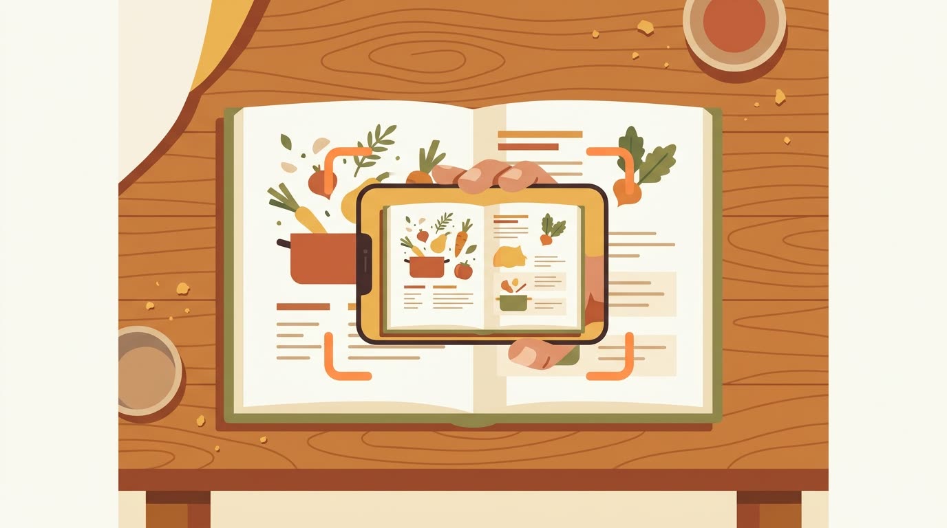 Photographing a printed cookbook page with a phone